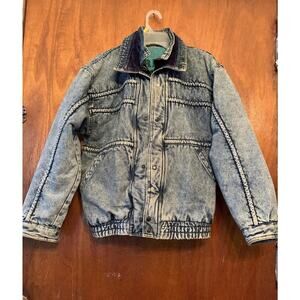 Vintage Denim Acid Wash 80’s 90’s quilted blue jean denim jacket Street Moves M?
